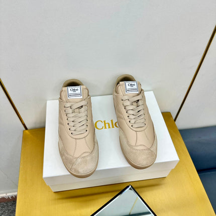 CHLOE 26S SKATE SNEAKERS IN BEIGE CALFSKIN AND SUEDE