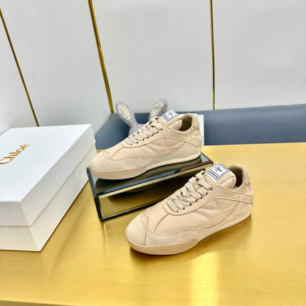 CHLOE 26S SKATE SNEAKERS IN BEIGE CALFSKIN AND SUEDE