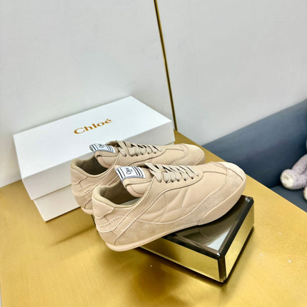 CHLOE 26S SKATE SNEAKERS IN BEIGE CALFSKIN AND SUEDE