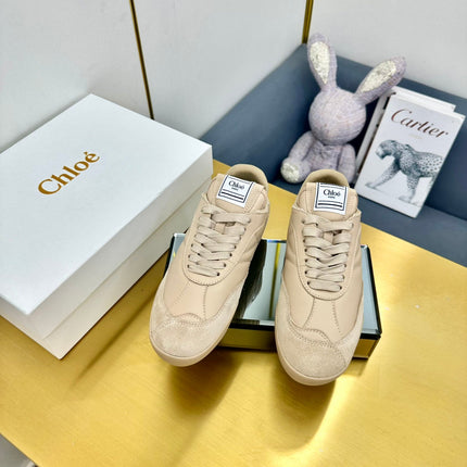 CHLOE 26S SKATE SNEAKERS IN BEIGE CALFSKIN AND SUEDE