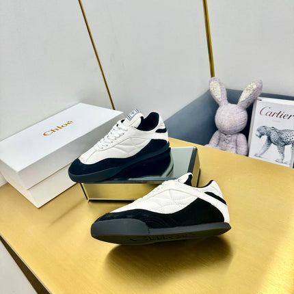 CHLOE 26S SKATE SNEAKERS IN WHITE CALFSKIN AND BLACK SUEDE