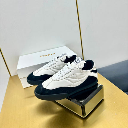 CHLOE 26S SKATE SNEAKERS IN WHITE CALFSKIN AND BLACK SUEDE