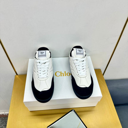 CHLOE 26S SKATE SNEAKERS IN WHITE CALFSKIN AND BLACK SUEDE