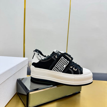 DIOR 26S LOW-TOP PLATFORM SNEAKER 50MM IN BLACK CANVAS