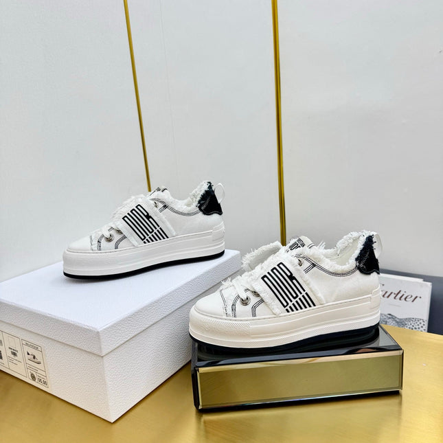 DIOR 26S LOW-TOP PLATFORM SNEAKER 50MM IN WHITE CANVAS