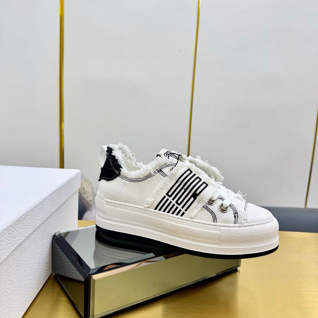 DIOR 26S LOW-TOP PLATFORM SNEAKER 50MM IN WHITE CANVAS