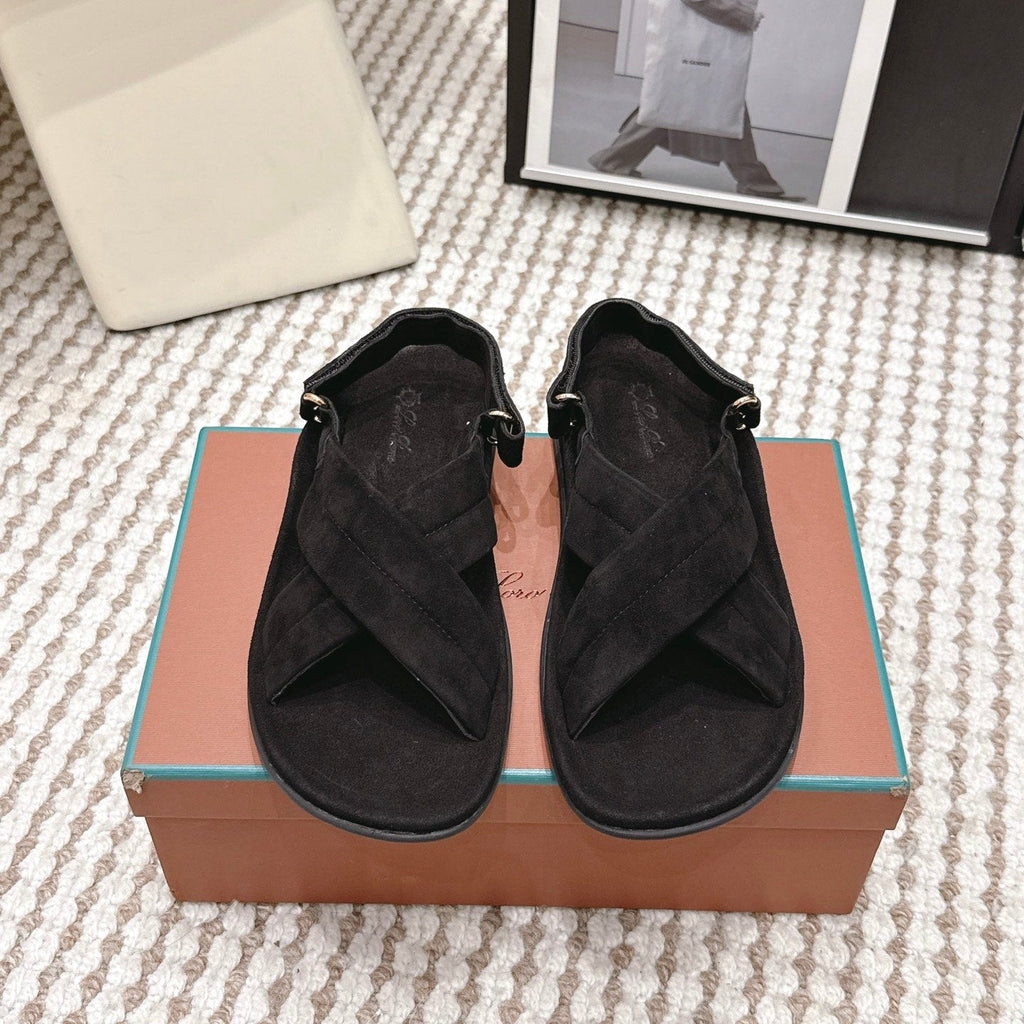 LP 26S CROSS-STRAP SANDALS IN BLACK SUEDE