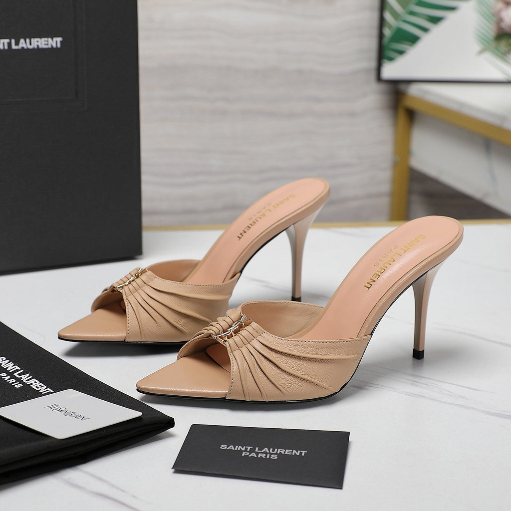 YSL HIGH HEEL 100 MM IN BEIGE CALFSKIN