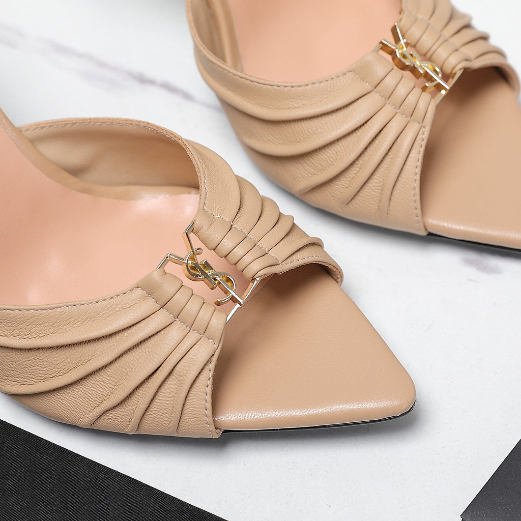 YSL HIGH HEEL 100 MM IN BEIGE CALFSKIN