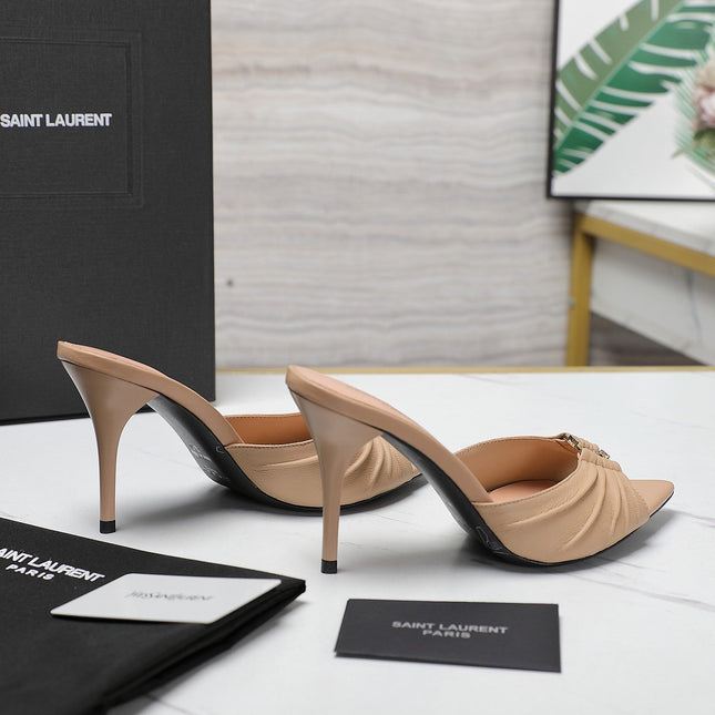 YSL HIGH HEEL 100 MM IN BEIGE CALFSKIN