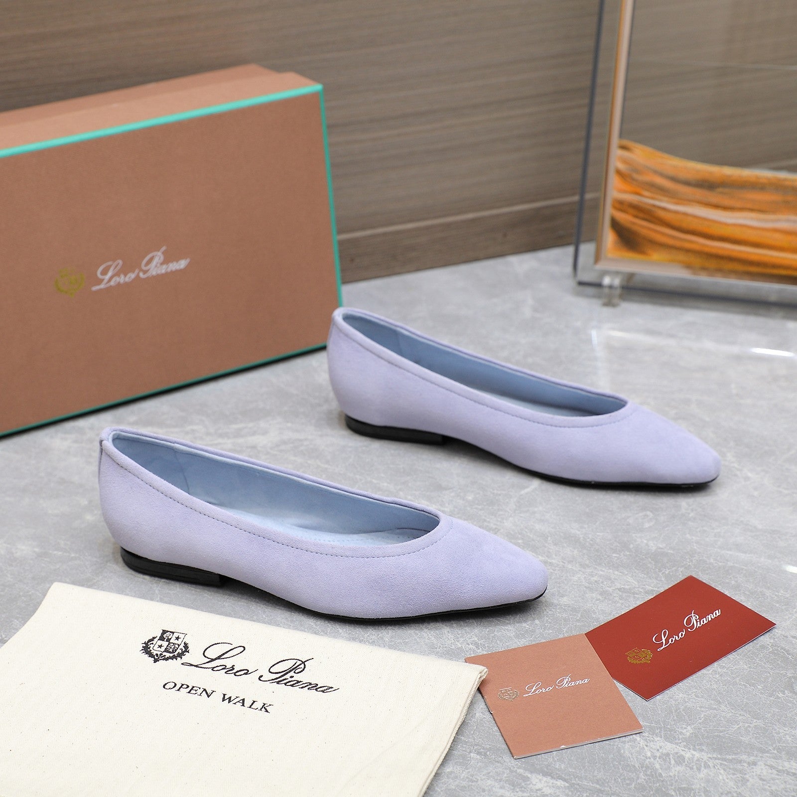 CLASSIC BALLET SHOES IN PASTEL PURPLE SUEDE