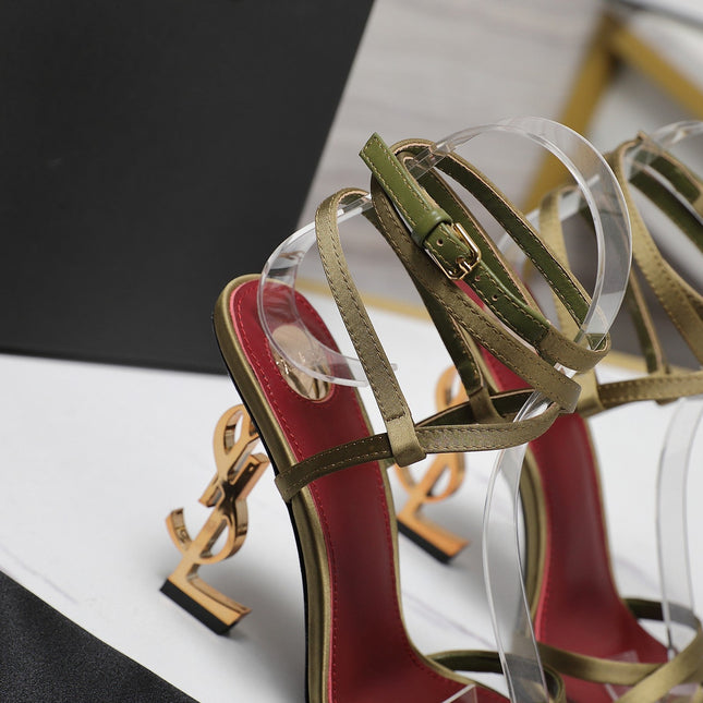 OPYUM SANDALS IN CUBA GOLD SATIN CREPE