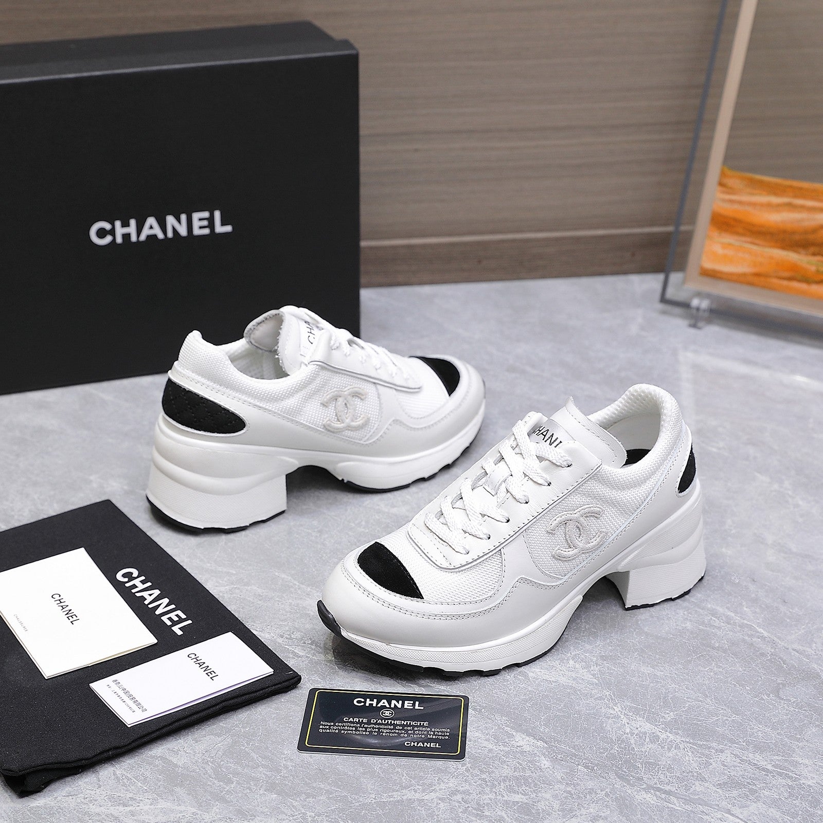 CC HIGH SNEAKERS IN WHITE MESH AND CALFSKIN