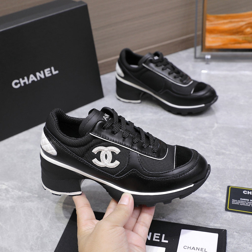 CC HIGH SNEAKERS IN BLACK MESH AND CALFSKIN