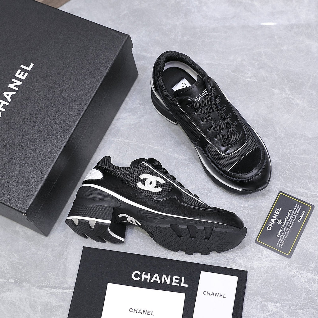 CC HIGH SNEAKERS IN BLACK MESH AND CALFSKIN