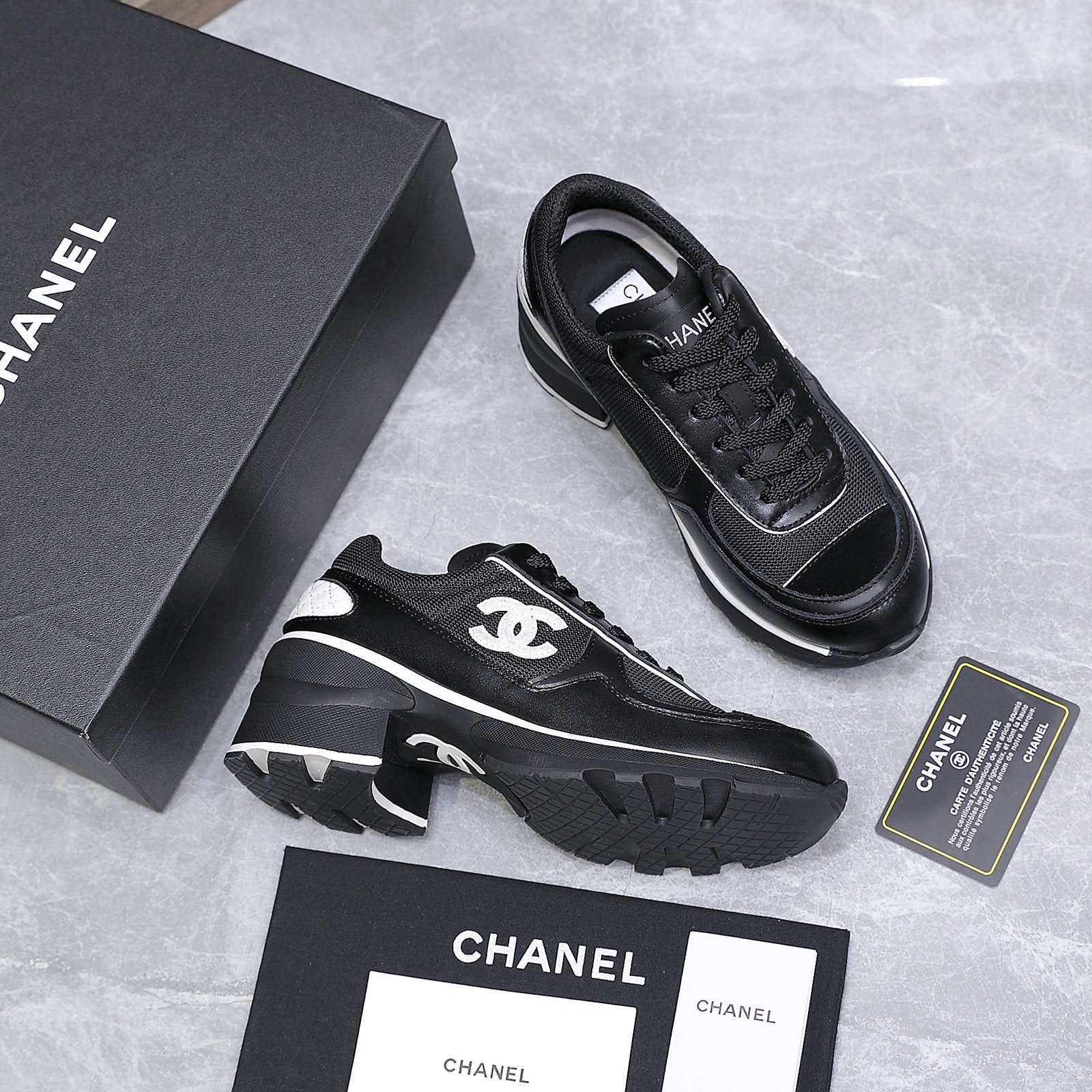 CC HIGH SNEAKERS IN BLACK MESH AND CALFSKIN