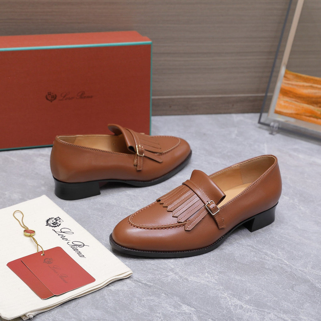 LP 26S SERGIO TASSEL LOAFERS IN CARAMEL BROWN CALFSKIN GOLD HARDWARE
