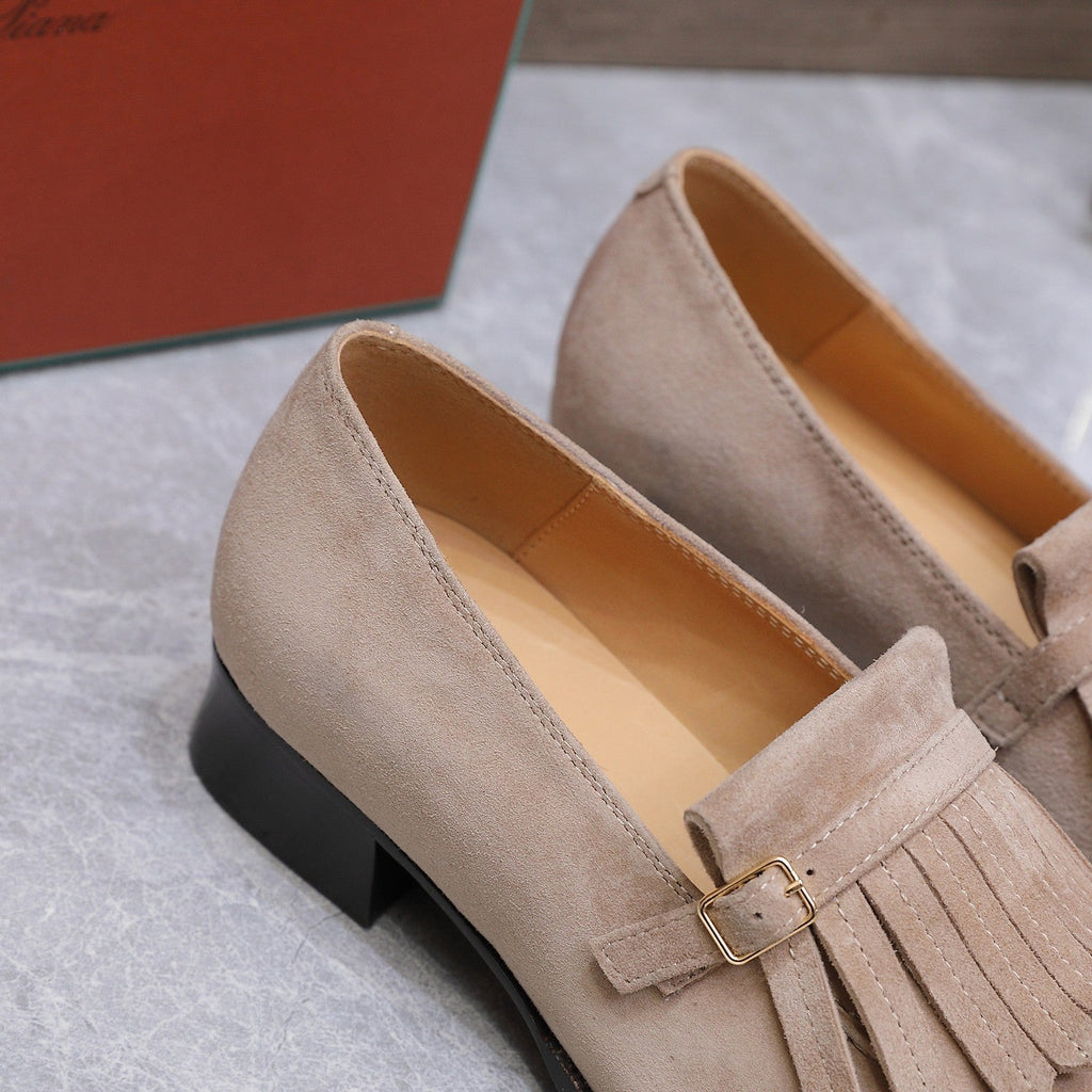 LP 26S SERGIO TASSEL LOAFERS IN LIGHT BROWN SUEDE GOLD HARDWARE