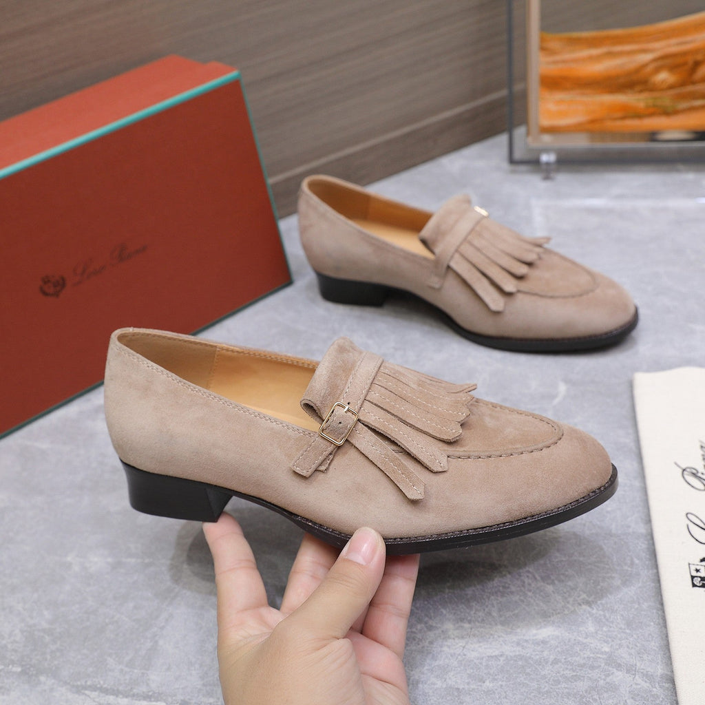 LP 26S SERGIO TASSEL LOAFERS IN LIGHT BROWN SUEDE GOLD HARDWARE
