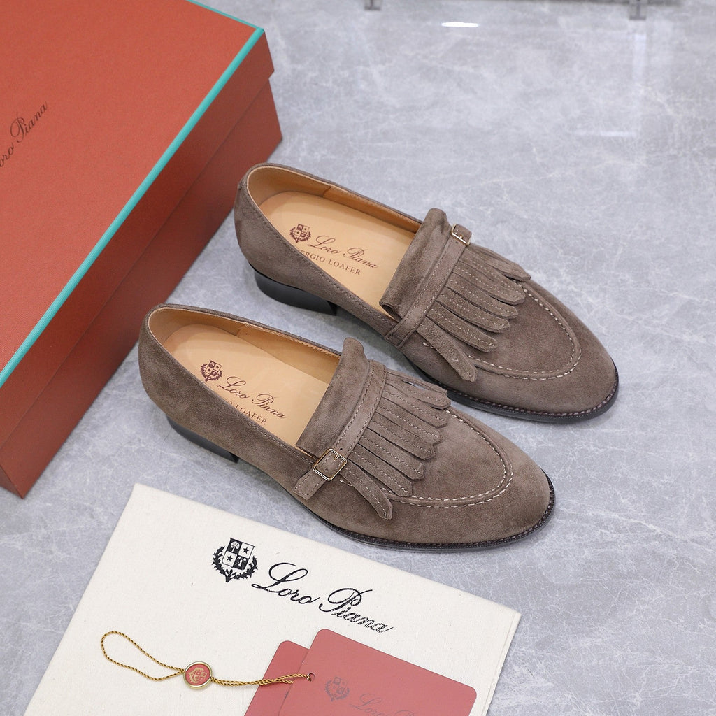 LP 26S SERGIO TASSEL LOAFERS IN BROWN SUEDE GOLD HARDWARE
