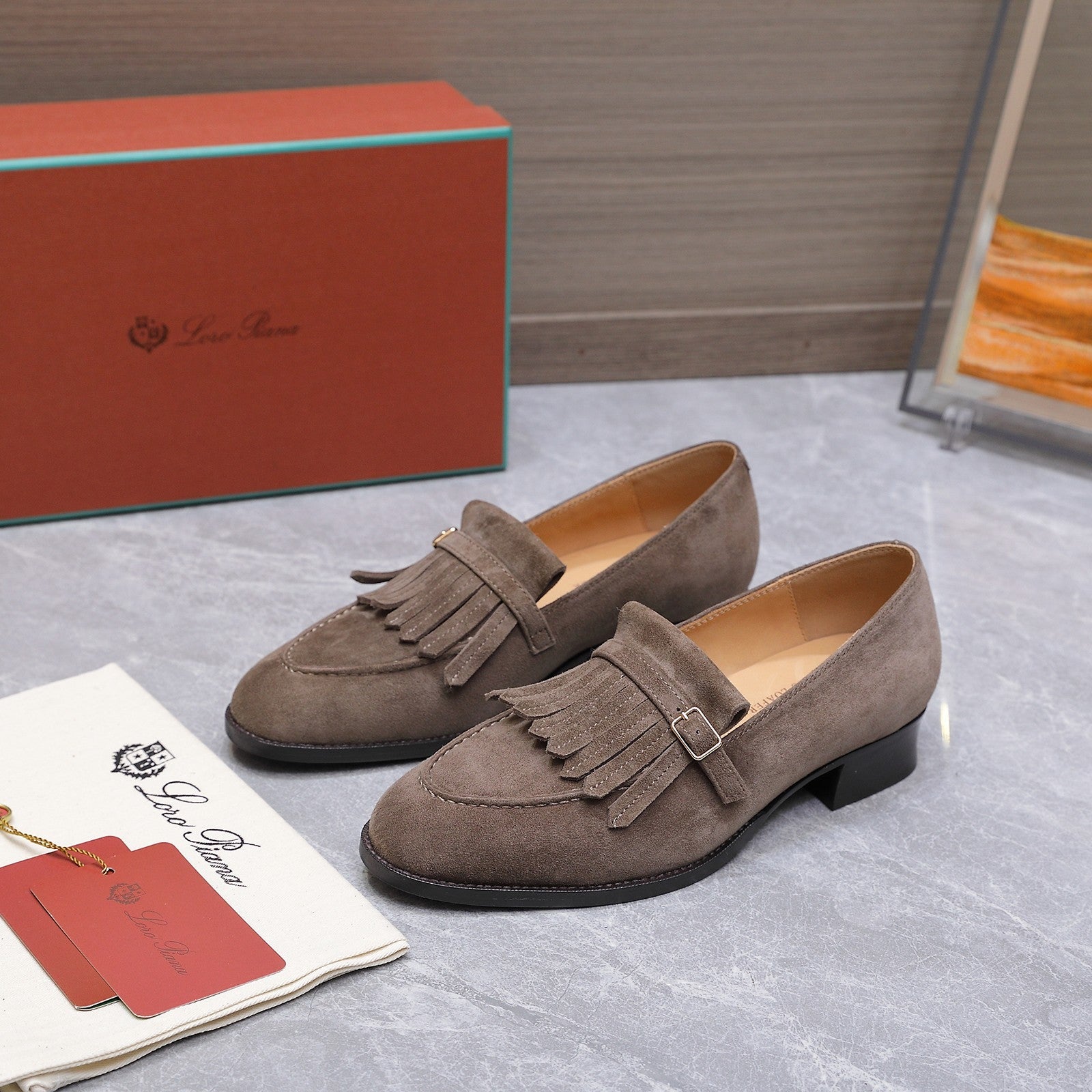 LP 26S SERGIO TASSEL LOAFERS IN BROWN SUEDE GOLD HARDWARE