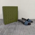 GUCCI 26S MULE SANDALS 55MM IN BLUE GG DENIM