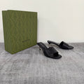 GUCCI 26S MULE SANDALS 55MM IN BLACK CALFSKIN GG EMBOSSED