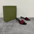 GUCCI 26S MULE SANDALS 55MM IN DARK RED GG CANVAS