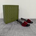 GUCCI 26S MULE SANDALS 55MM IN DARK RED VELVET GG EMBOSSED