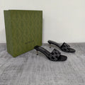 GUCCI 26S MULE SANDALS 55MM IN BLACK SATIN CRYSTAL GG
