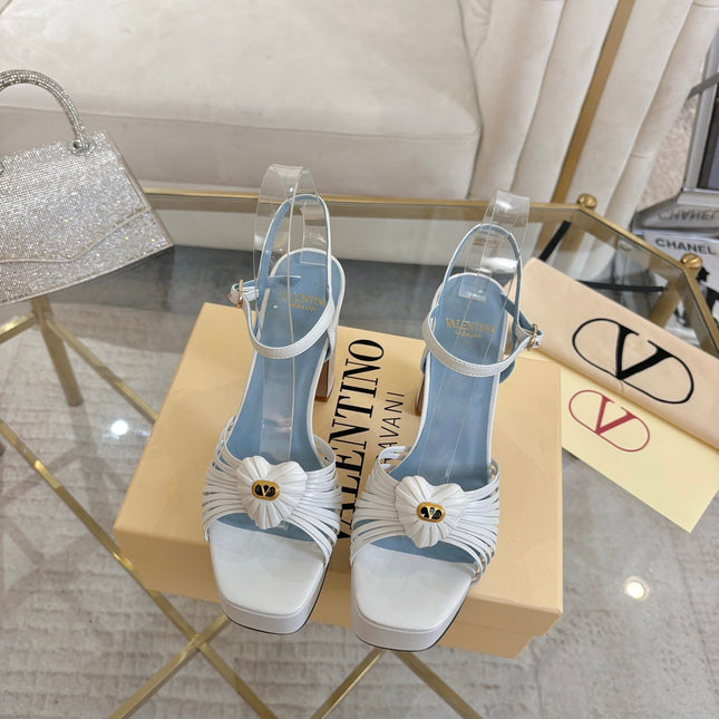 VALENTINO 26S PLATFORM SANDALS 110 MM IN CREAM WHITE CALFSKIN