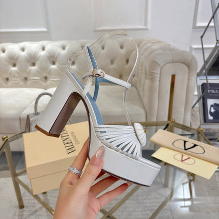 VALENTINO 26S PLATFORM SANDALS 110 MM IN CREAM WHITE CALFSKIN