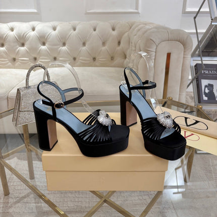 VALENTINO 26S PLATFORM SANDALS 110 MM IN BLACK SATIN