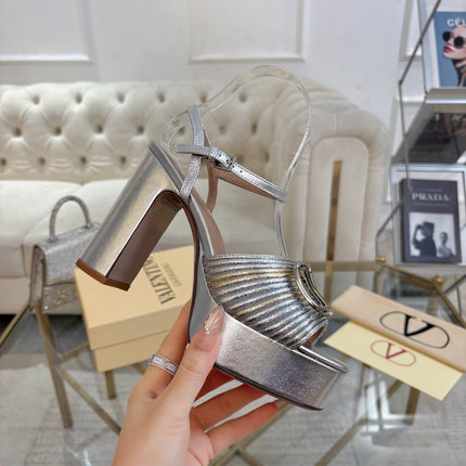 VALENTINO 26S PLATFORM SANDALS 110 MM IN SILVER CALFSKIN STYLE 2