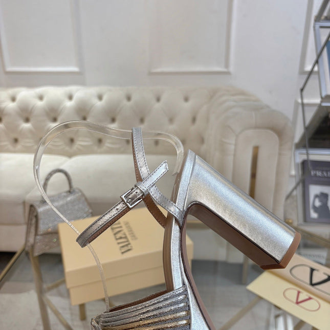 VALENTINO 26S PLATFORM SANDALS 110 MM IN SILVER CALFSKIN STYLE 2