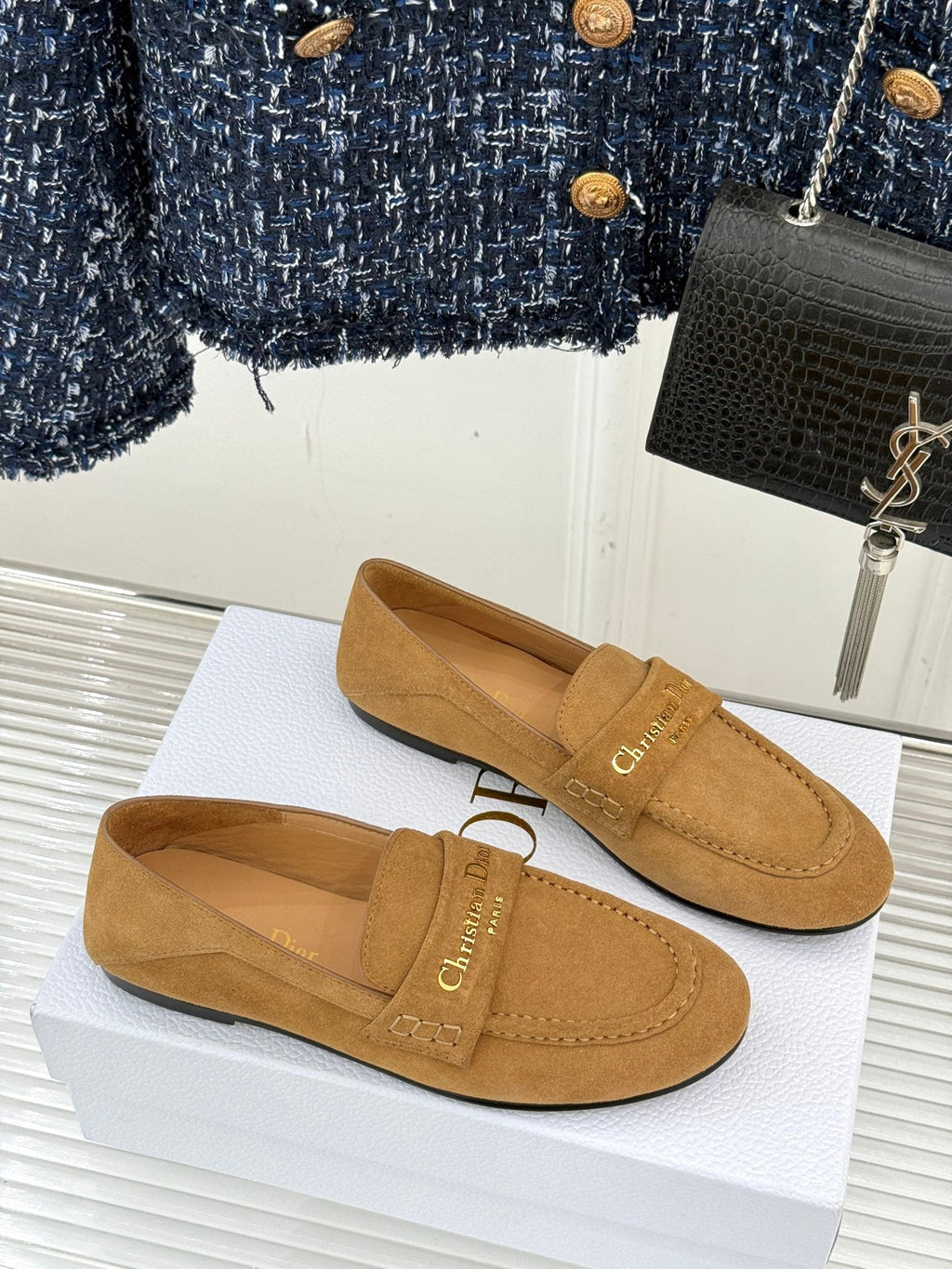 DIOR LOAFER 25S IN LIGHT BROWN SUEDE
