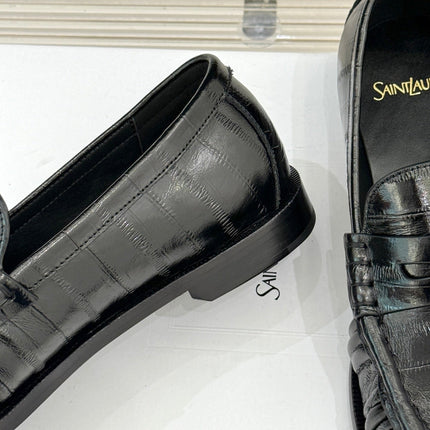 YSL 25S LOAFERS IN BLACK EMBOSSED LAMBSKIN