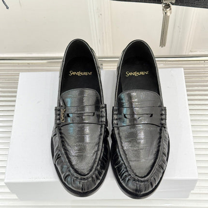 YSL 25S LOAFERS IN BLACK EMBOSSED LAMBSKIN