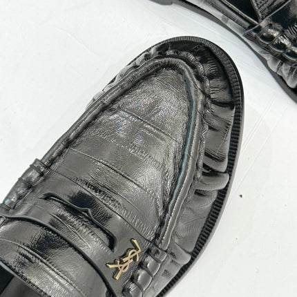 YSL 25S LOAFERS IN BLACK EMBOSSED LAMBSKIN