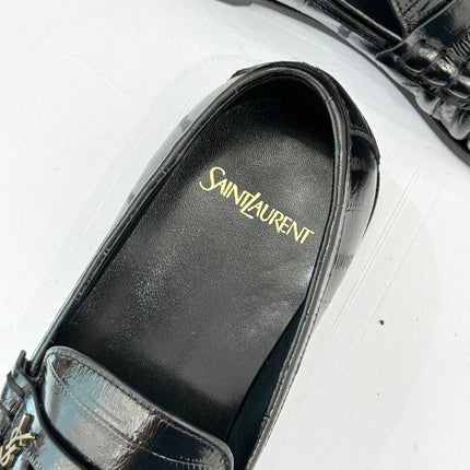 YSL 25S LOAFERS IN BLACK EMBOSSED LAMBSKIN