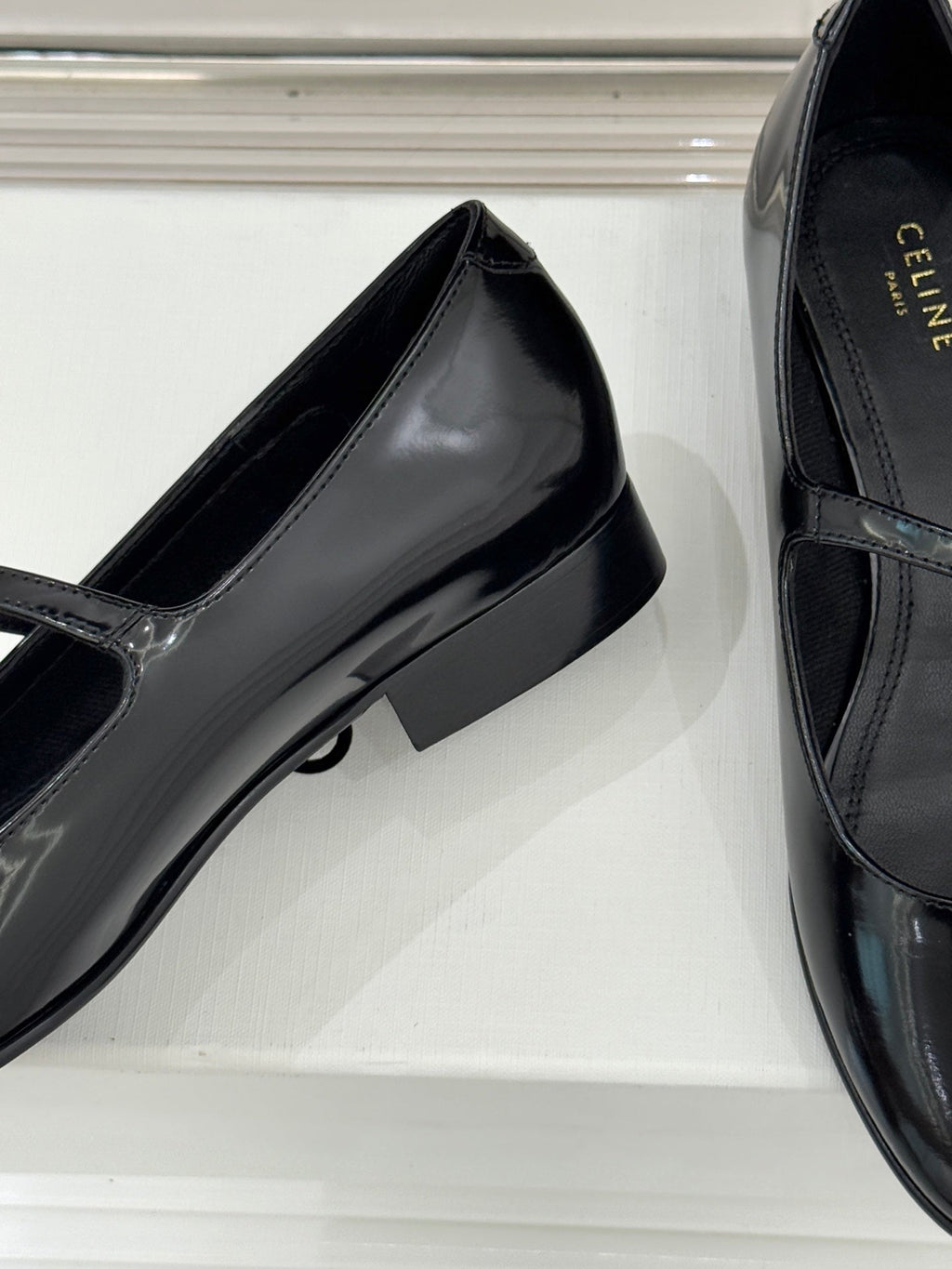 CELINE 26S MARY JANE SHOES IN BLACK LAMBSKIN