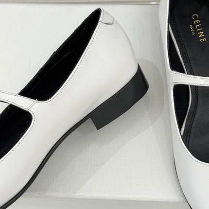 CELINE 26S MARY JANE SHOES IN WHITE LAMBSKIN