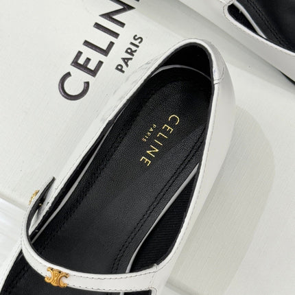 CELINE 26S MARY JANE SHOES IN WHITE LAMBSKIN