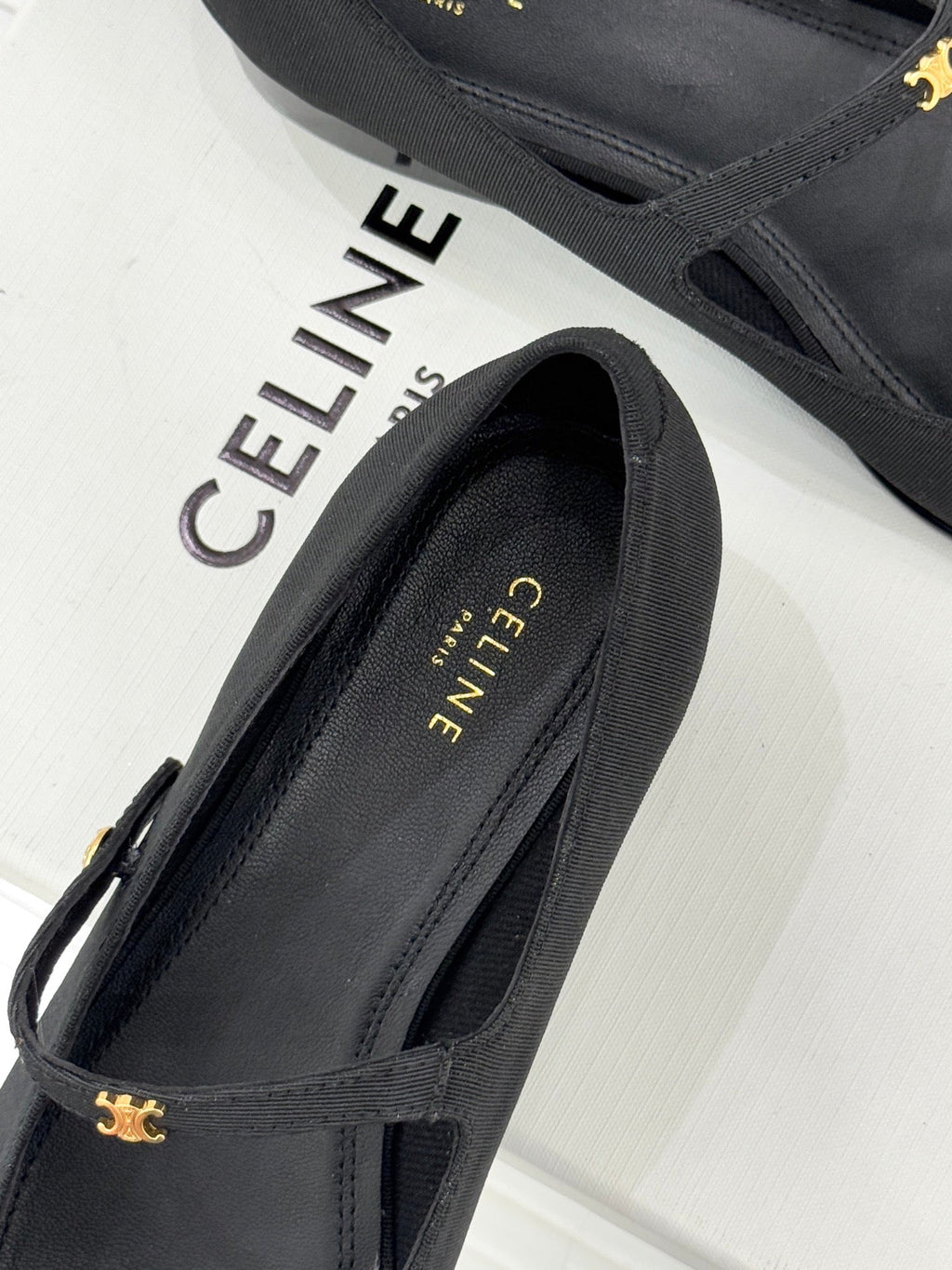 CELINE 26S MARY JANE SHOES IN BLACK FABRIC
