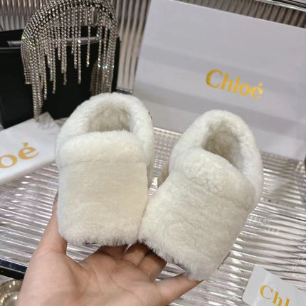 CHLOÉ 26S HIGH-HEELED MULES IN CREAM WHITE WOOL