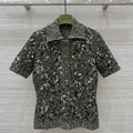 Gucci Knitted Polo Short-sleeved Top Green Wool