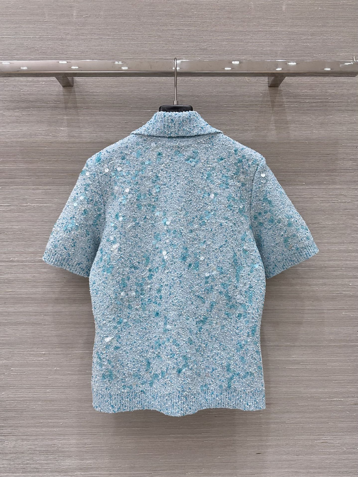 Gucci Knitted Polo Short-sleeved Top Blue Wool