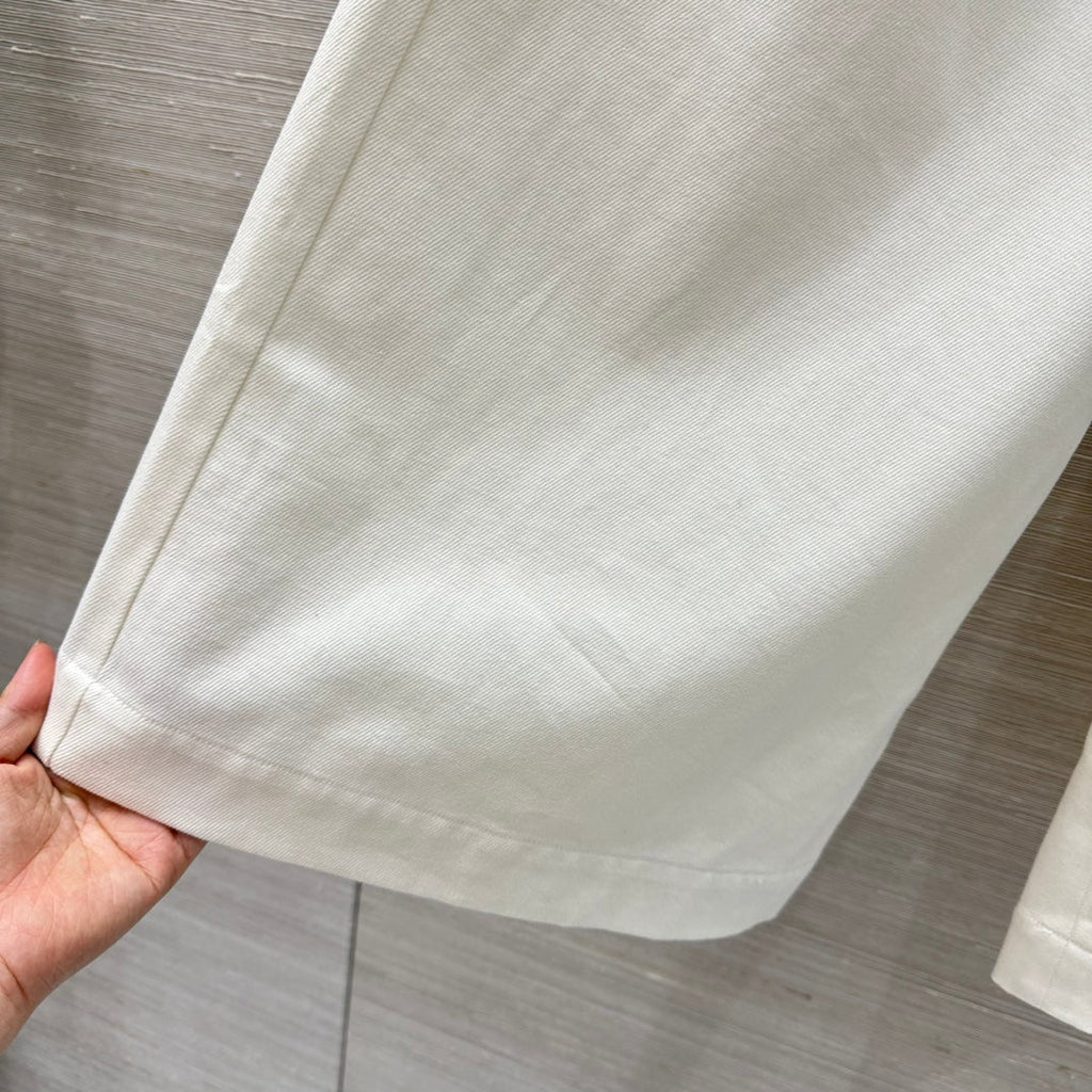 Loewe 25 Denim Wide-leg Cropped Pants White Cotton
