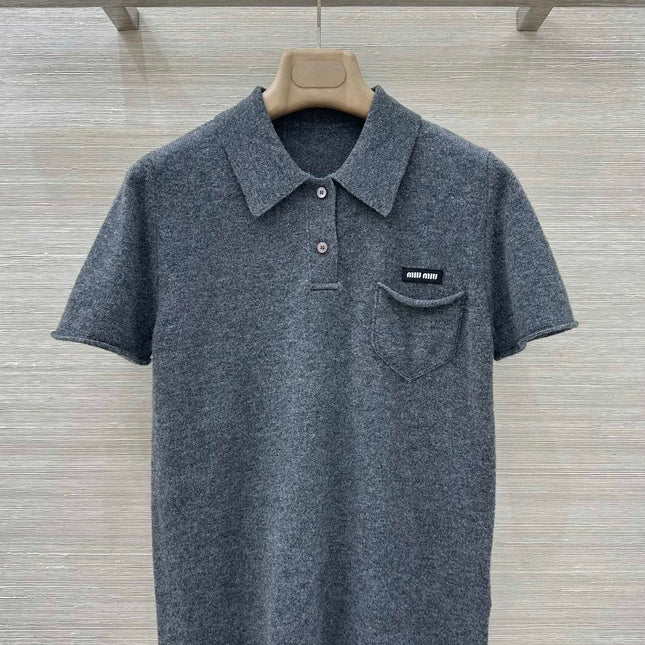 MIUMIU SHORT-SLEEVE TURTLENECK SWEATER STYLE 695