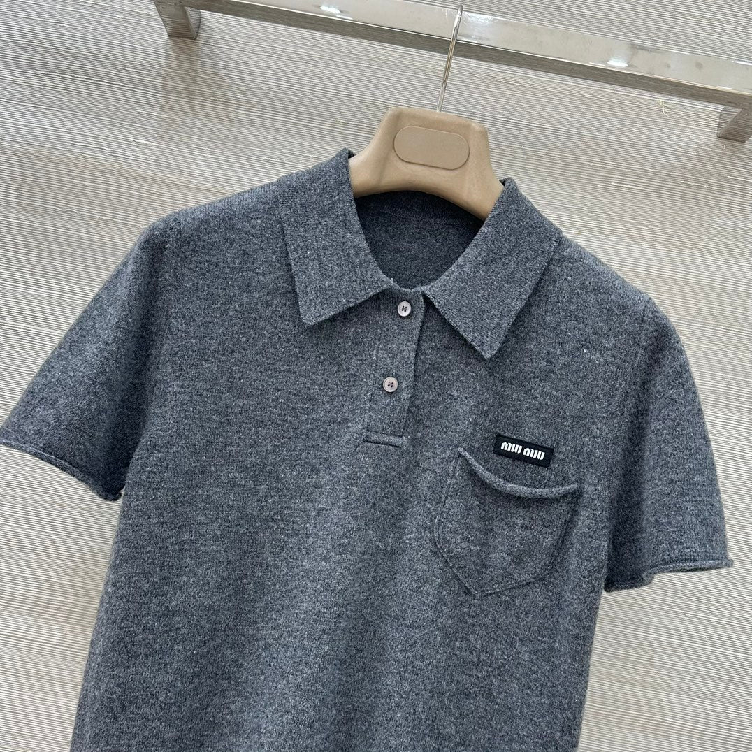 MIUMIU SHORT-SLEEVE TURTLENECK SWEATER STYLE 695
